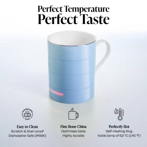 Glowstone Smart Mug Classic Blue - Perfect Temperature Perfect Taste - Classic White - Self-Heating Dishwasher Safe Smart mug in Classic Blue